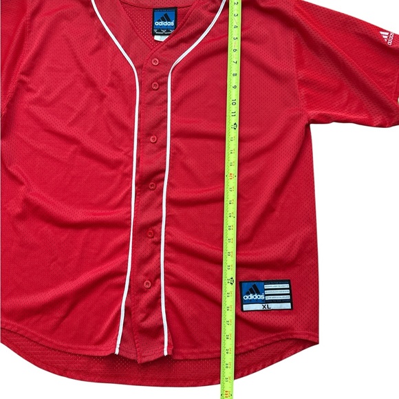 Vintage Adidas Team Men’s Baseball Jersey Size XL Back Logo Vented Red Y2K Sport - Picture 4 of 8